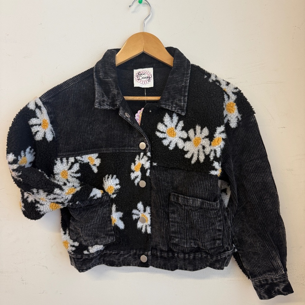 Daisy Contrast Collared Jacket - Girls 8-14